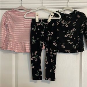 Pink Striped Top and Floral PJ Set